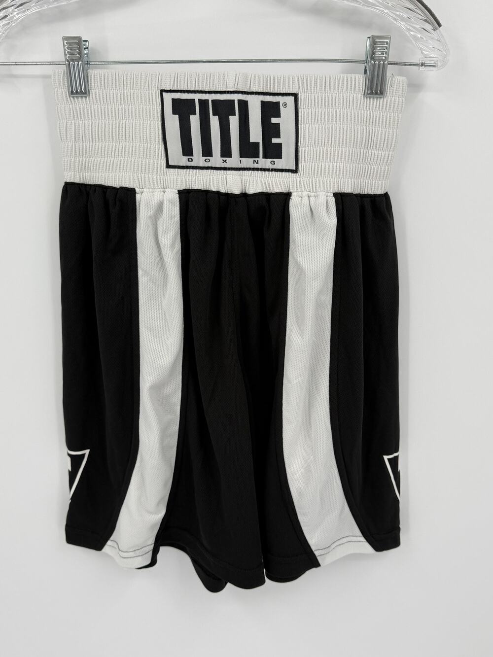 TITLE Boxing Youth Boxing Trunks Black White Shorts YL Training Athletic Gear